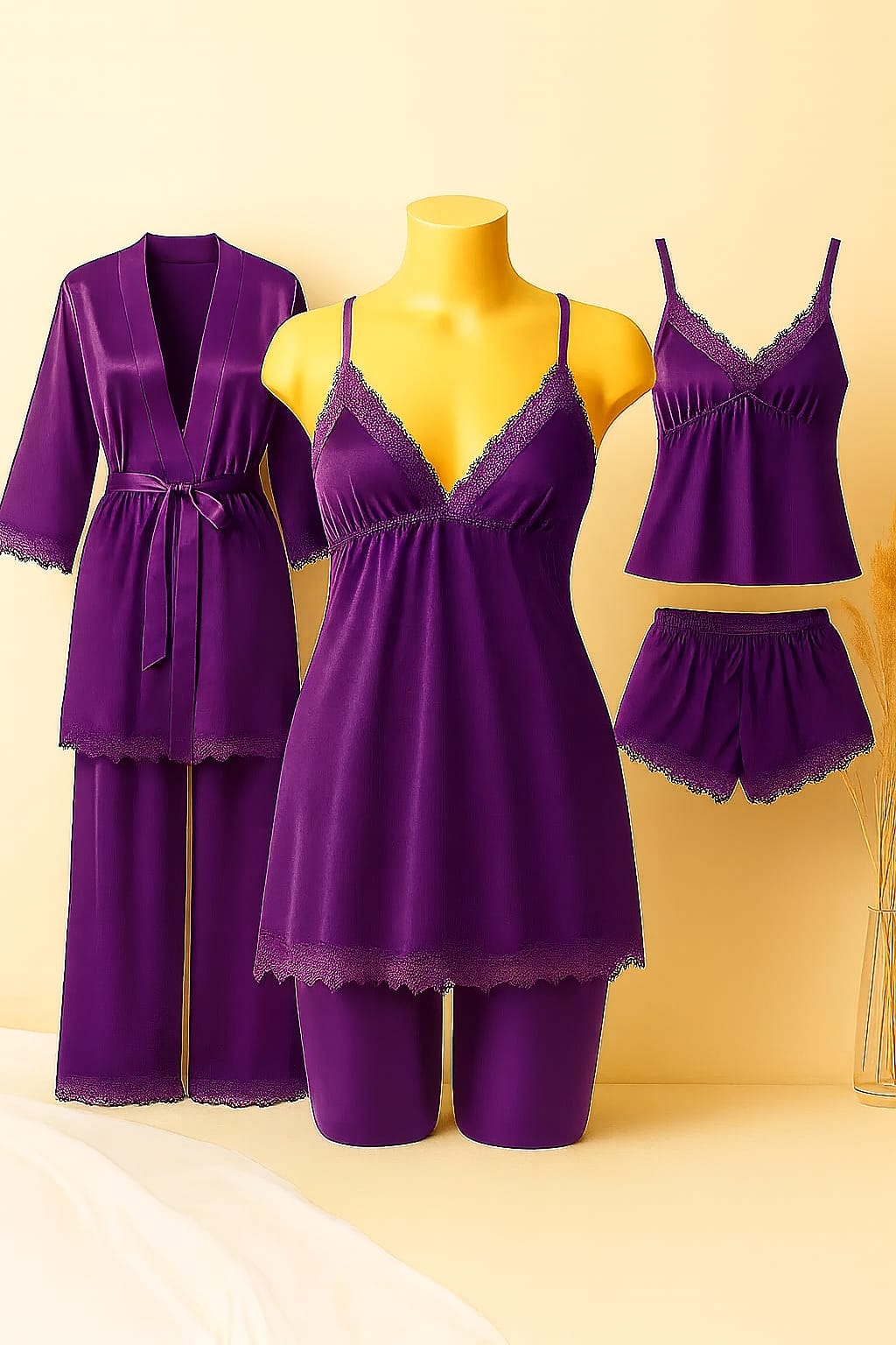 5 pcs nighty set women luxury nightwear free size nighty set bridal nightwear for women ladies nightwear set pixy wear nighty honeymoon nightwear pakistani nightwear online