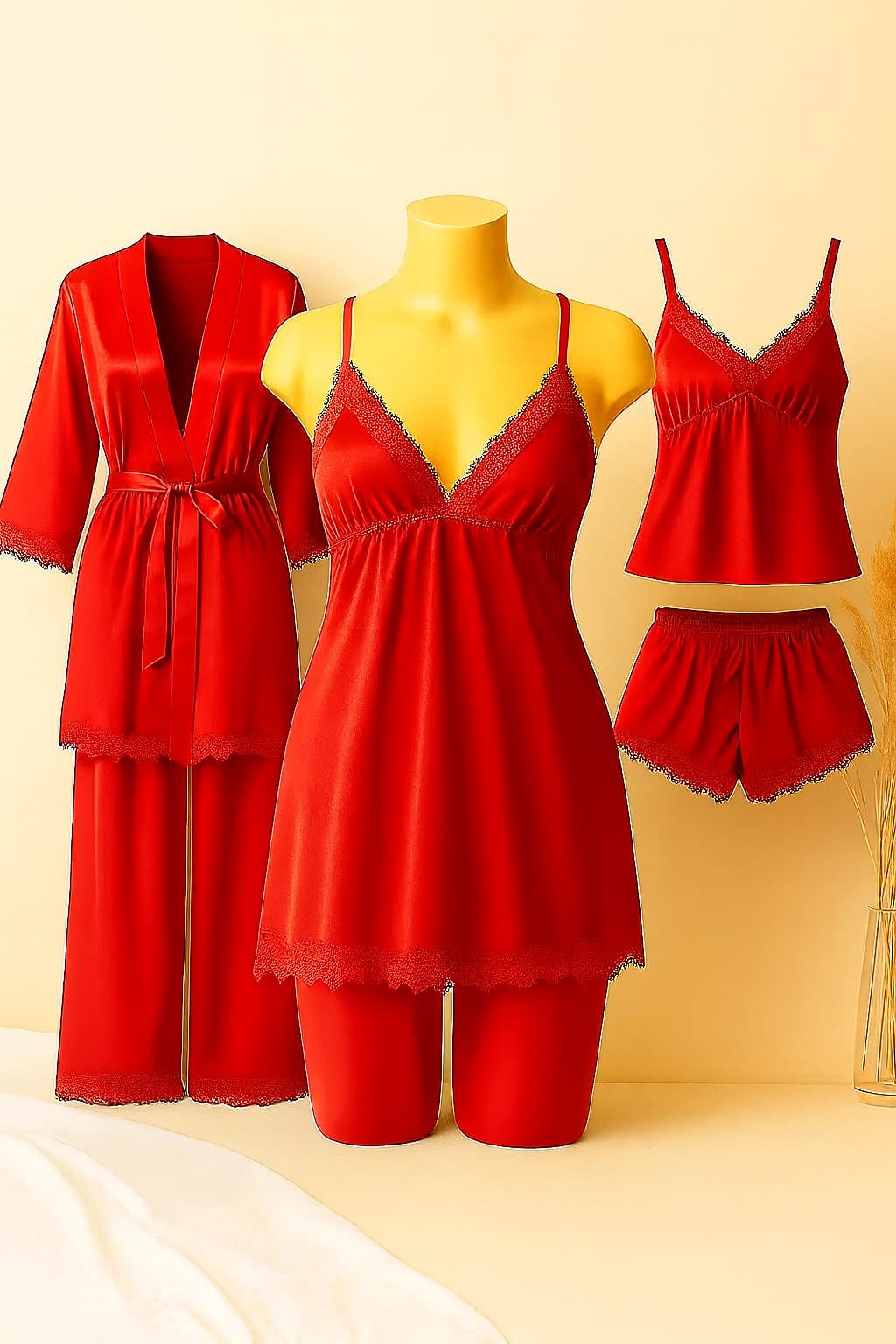 5 pcs nighty set women luxury nightwear free size nighty set bridal nightwear for women ladies nightwear set pixy wear nighty honeymoon nightwear pakistani nightwear online