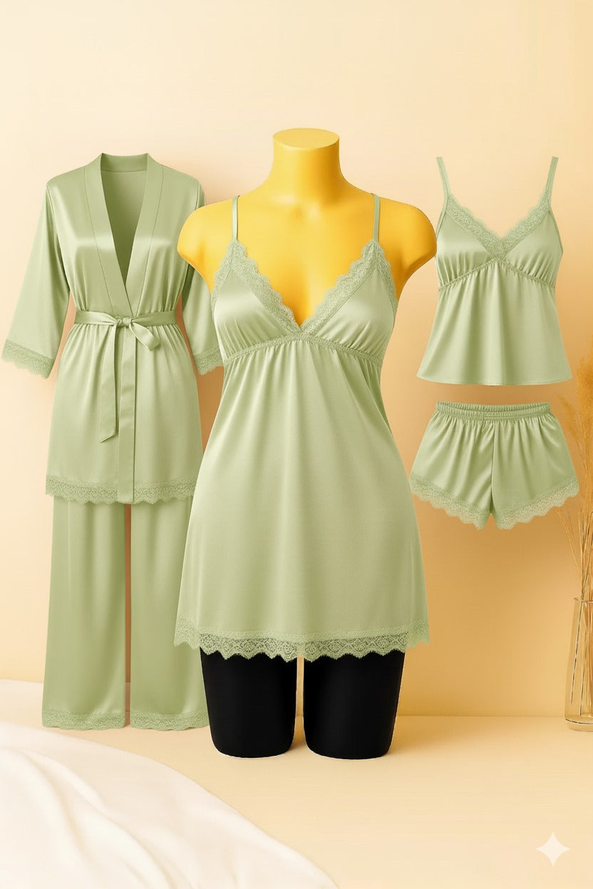 5 pcs nighty set women luxury nightwear free size nighty set bridal nightwear for women ladies nightwear set pixy wear nighty honeymoon nightwear pakistani nightwear online